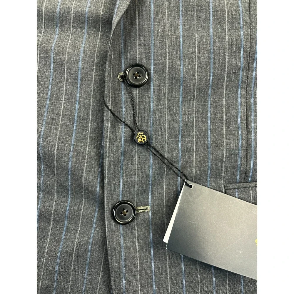 Brooks Brothers Suit 38 Regular Regent Fit Explorer Blazer Stripe‎ Gray Blue NWT